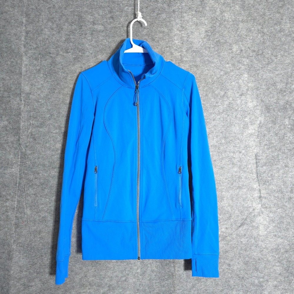 Lululemon Define Jacket Womens 4 Blue Luon Full Zip Yoga Thumbhole Slim Fit Mock